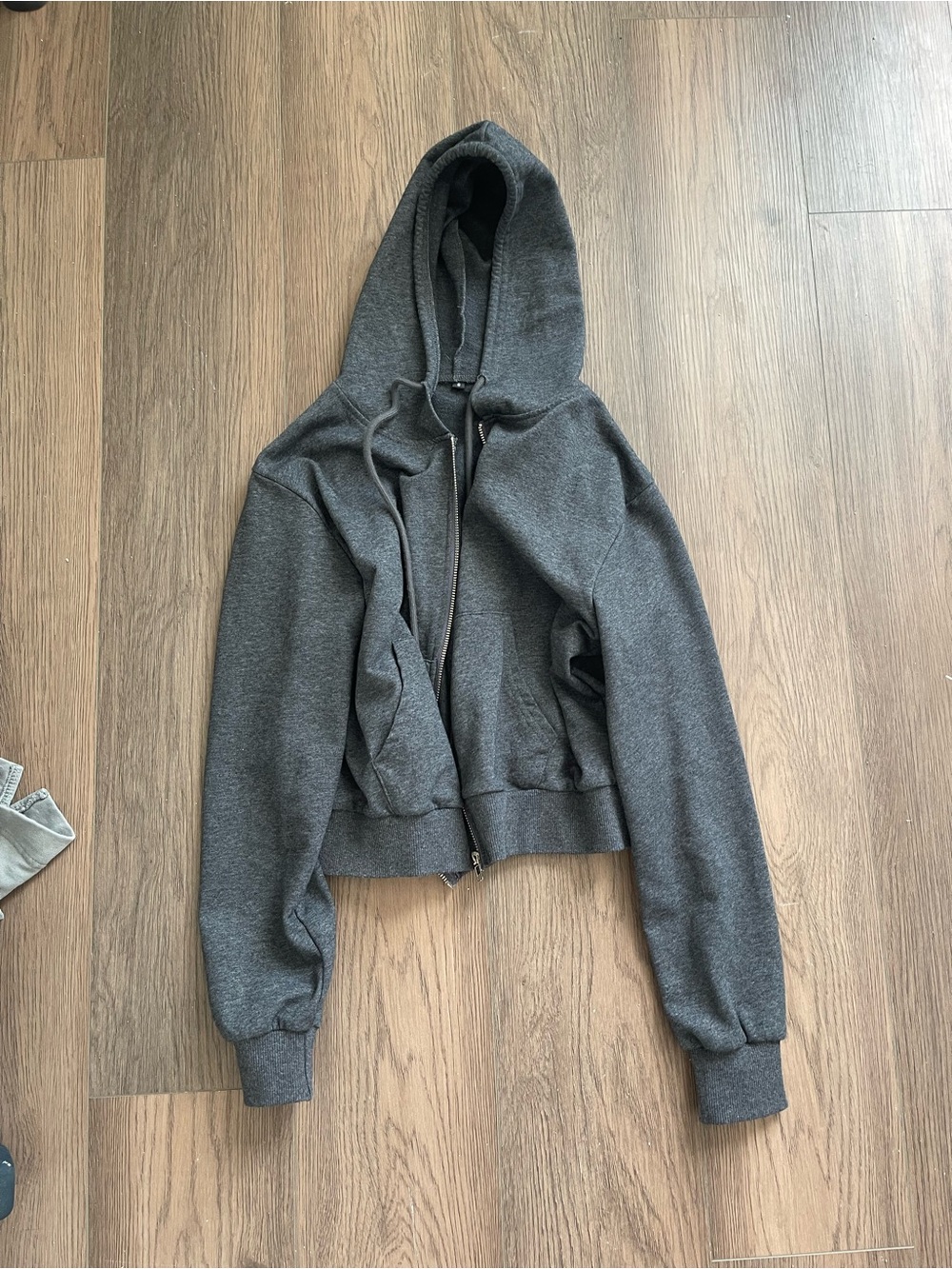 Womens Dark Gray Zip-Up Hoodie Sweater